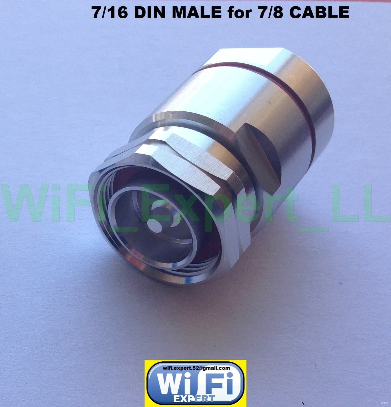 7/16 DIN Male Plug + Female Jck center clamp for 7/8" cable RF Coaxial Connector 2