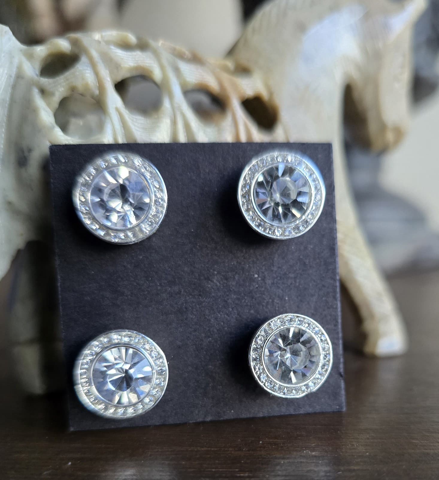 4 Clear Crystal Magnetic Competition Pins. Horse Show magnet.  Clothing magnets. 4