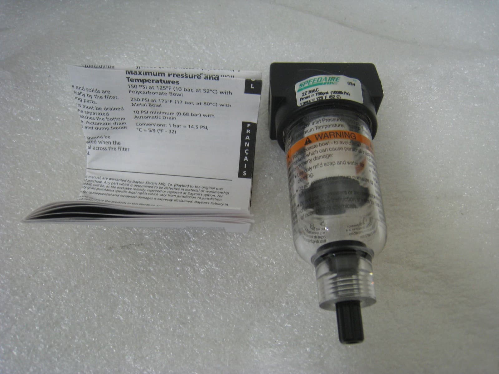 Speedaire 2Z766C Air Line Filter Separator, 328537