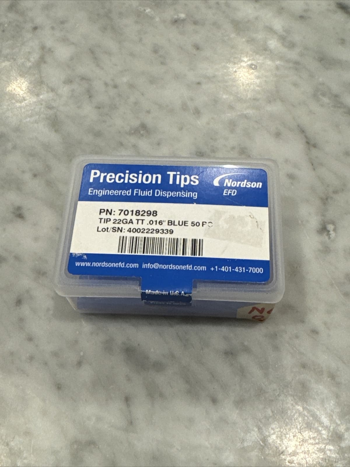 (50) Nordson EFD, Precision Tips, 7018298, 22GA  TT, .016" BLUE