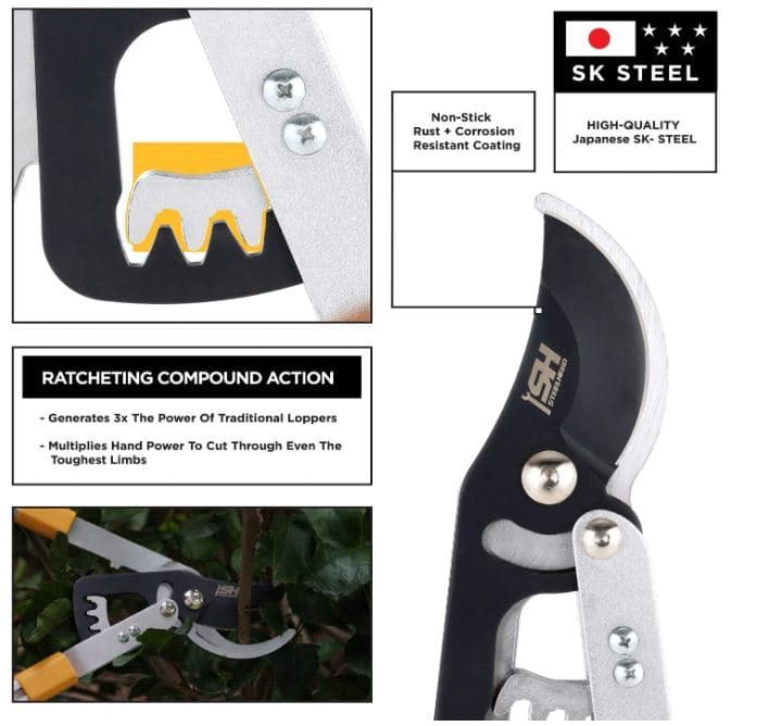 Telescopic Ratchet Loppers Heavy Duty Branch Trimmer Cutter Tree Yard Work BEST 4