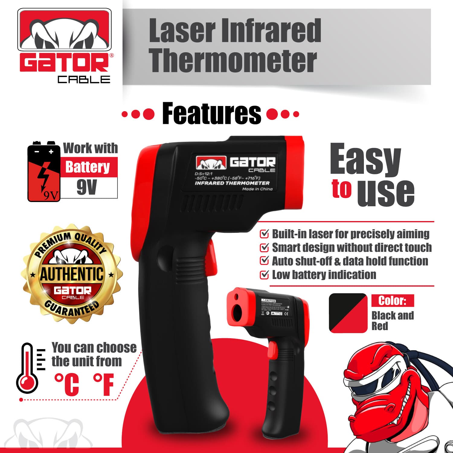 Infrared Laser Thermometer Gun No-Contact Digital Temperature Measurement Tester 5