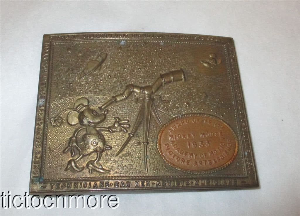 ANTIQUE TIFFANY 1937 DISNEY MICKEY MOUSE UNITED ARTIST CORP BRASS BELT BUCKLE