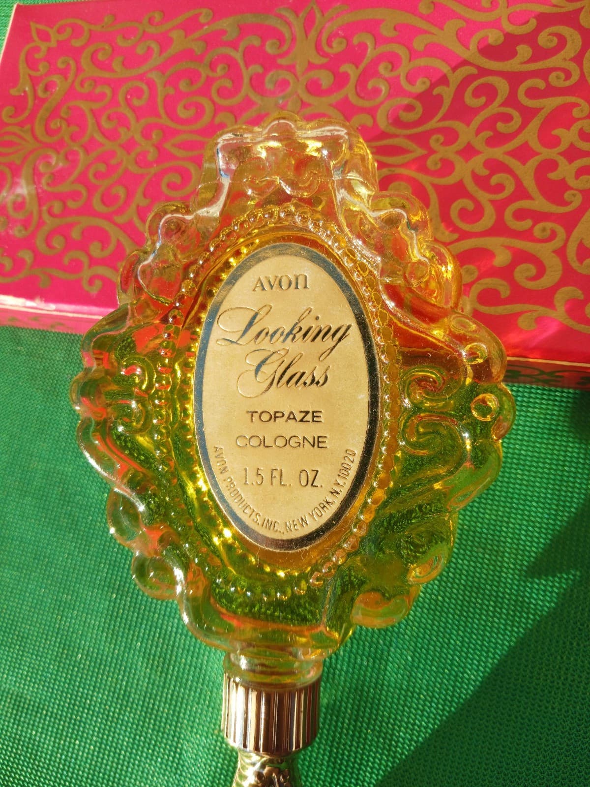 Vintage Avon "Looking Glass" Mirror Perfume Bottle 1.5oz with Box Topaze Cologne 5
