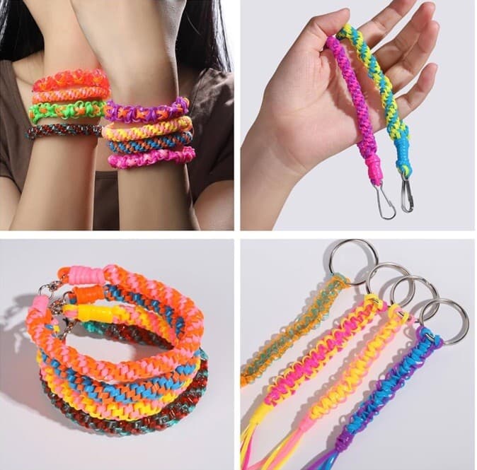 Bracelet String Kit 12 Colors Plastic Lanyard String Lacing Cord Bright Glitter 6