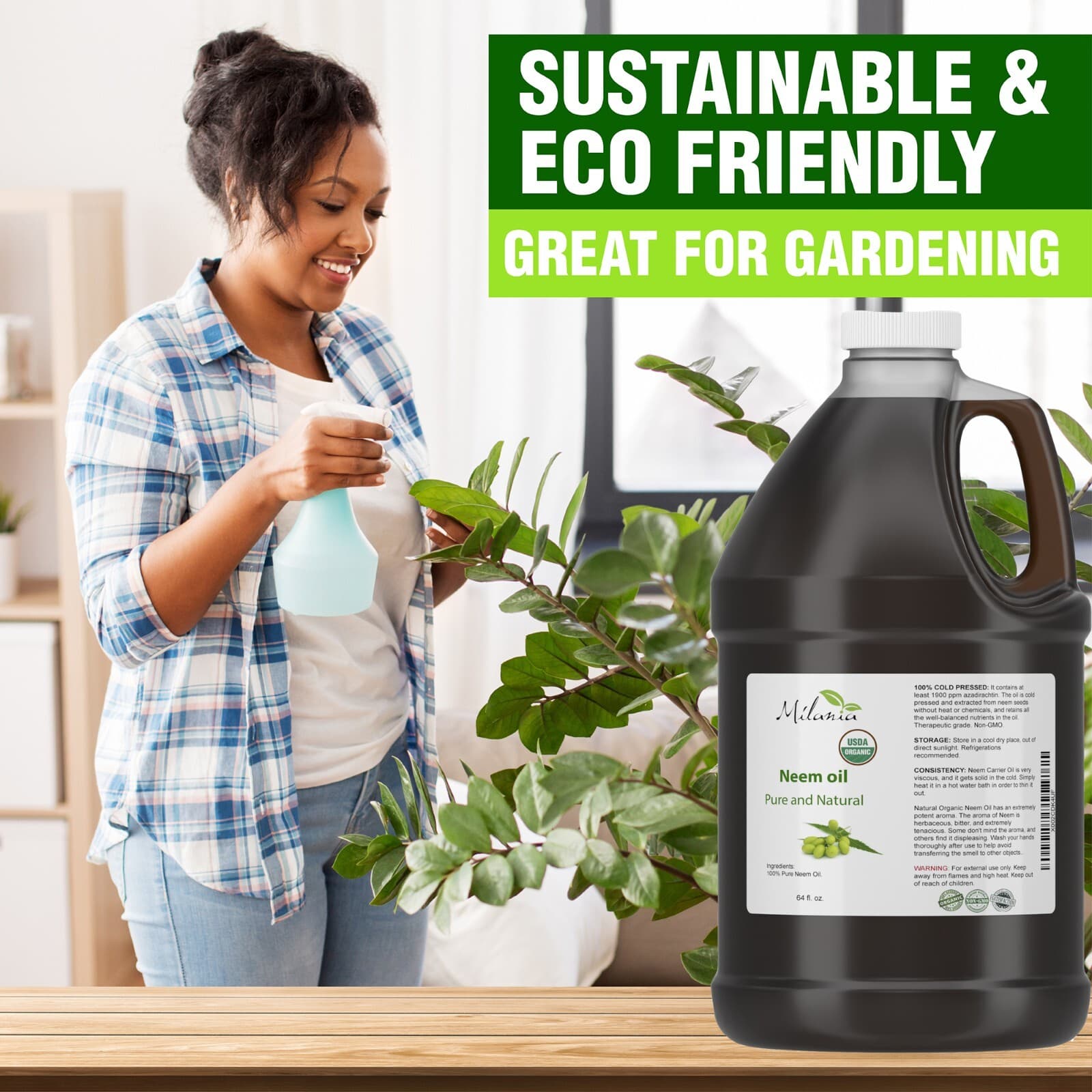 Neem Oil 64 oz Premium Organic - Virgin, Cold Pressed, Unrefined 100% Pure 2