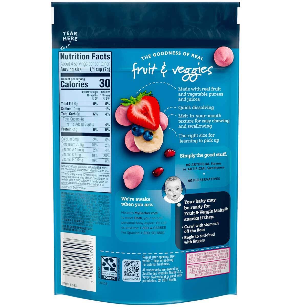 Gerber Fruit & Veggie Melts Very Berry Blend Baby Snack – 1 Oz – Pack of 3 2