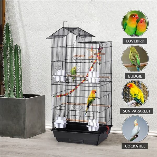 39''H Roof Top Large Bird Cage Parrot Cockatiel Conure Parakeet Bird Cage w/Toys 3