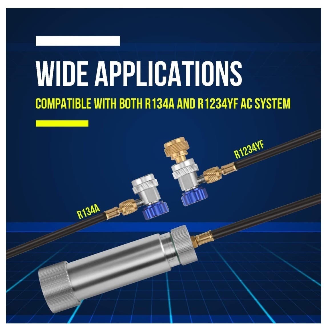 AC Oil Injector R134A R1234YF Refrigerant A/C Dye Injector Kit with Couplers 6