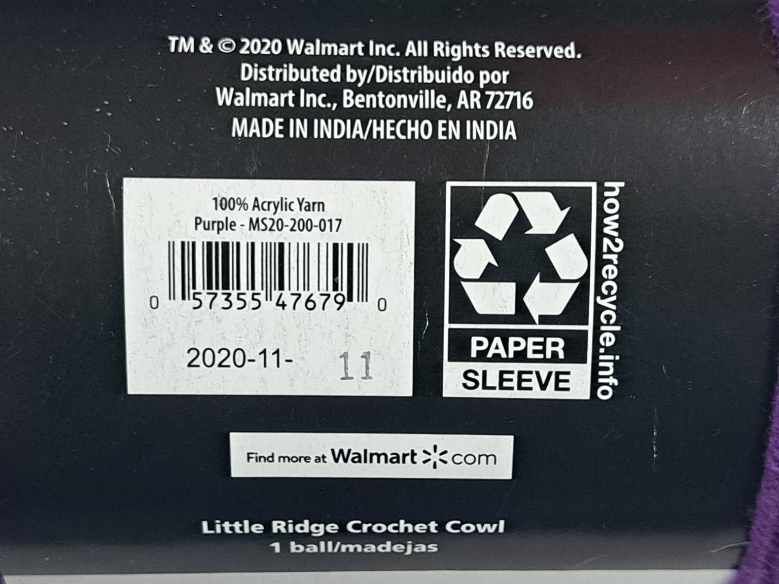 Mainstays Crochet Thread 100% Acrylic Purple MS20-200-017 397 yd Ball 6