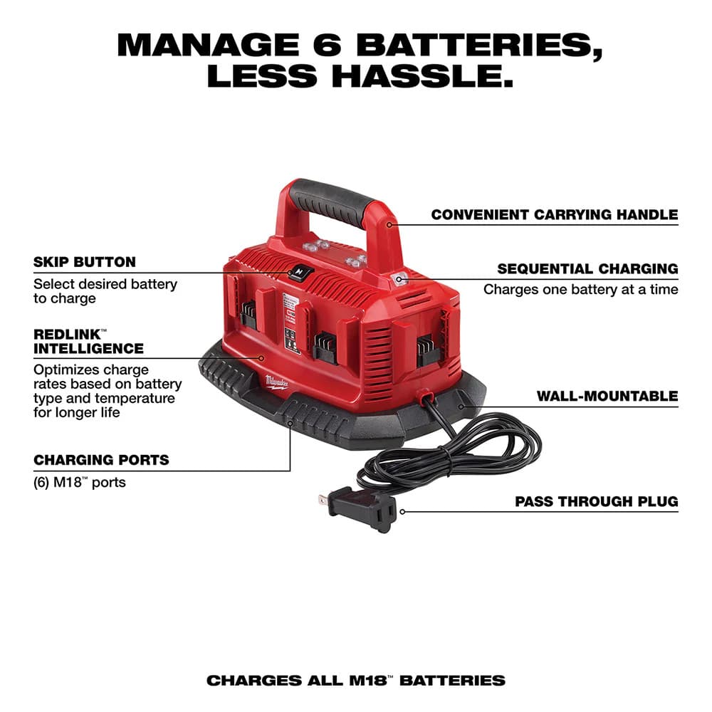 Milwaukee 48-59-1806 M18 18 Volt Six Pack Sequential Compact Size Charger 2