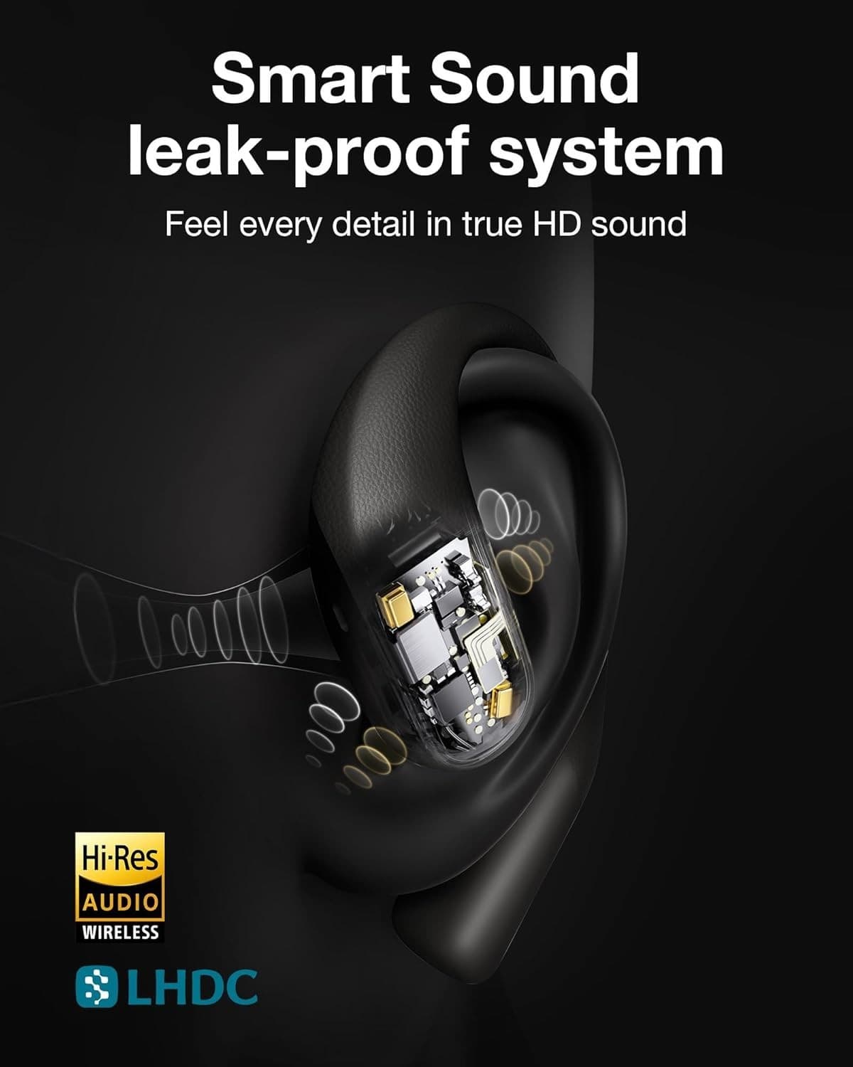 VIAIM OpenNote AI Recorder – Open Ear Earbuds with FlashRecord, Black 2