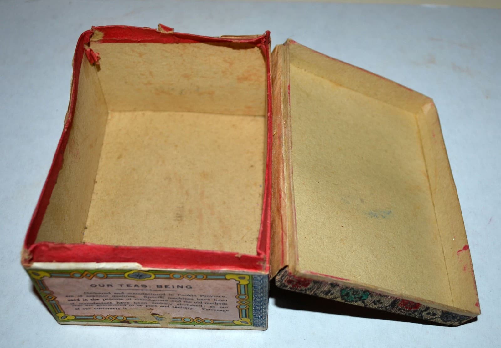 1940s Tack Kee Elephant Chinese Tea Box Hong Kong Canton China Fabric Lid Empty 3