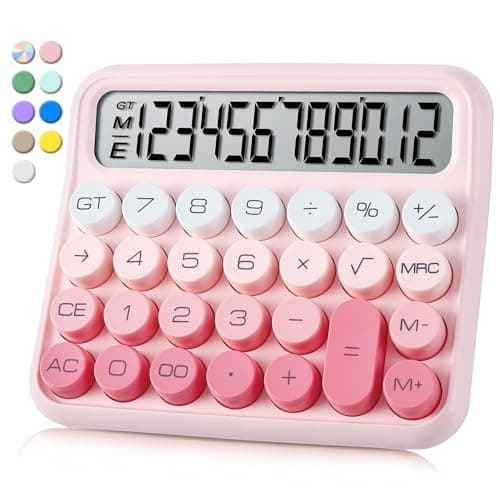  Mechanical Switch Calculator, 12 Digit Large LCD Display, Great for Pink 2