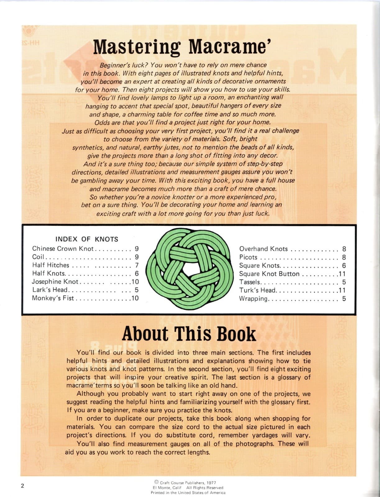 GUIDE TO MACRAME KNOTS HH-28 Plus 8 Projects Macrame' Pattern Leaflet 2