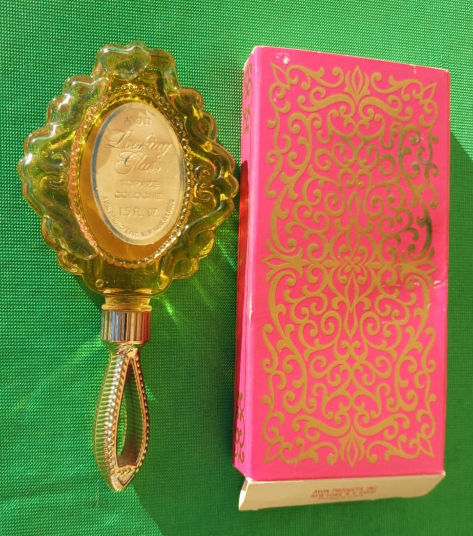 Vintage Avon "Looking Glass" Mirror Perfume Bottle 1.5oz with Box Topaze Cologne 3