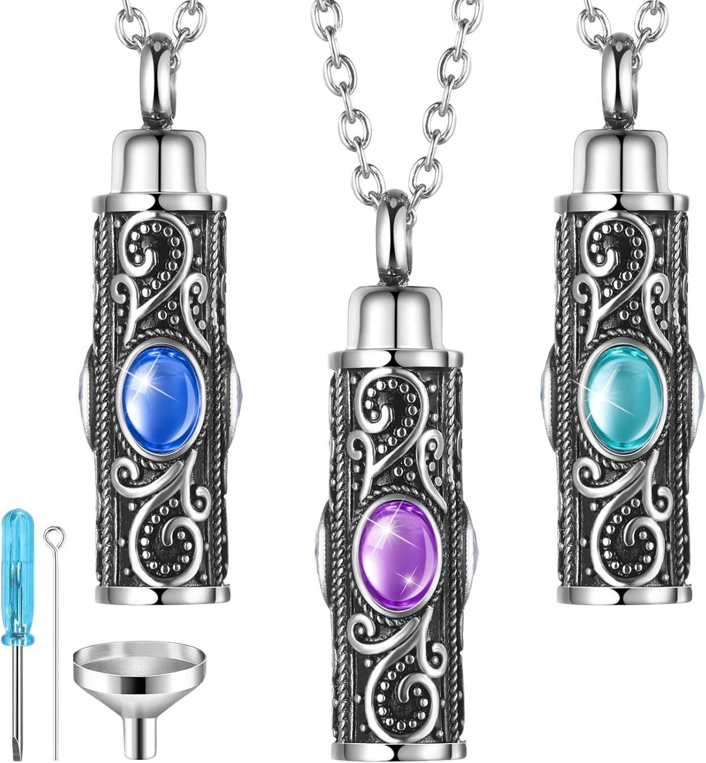 3 Pcs Urn Necklaces for Ashes Cremation Jewelry for Ashes Urn Pendant Necklace f