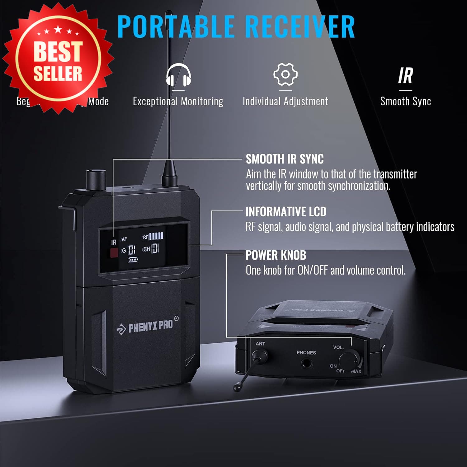 Quad-Channel Wireless In Ear Monitor System 4 Bodypacks UHF Frequencies US 3