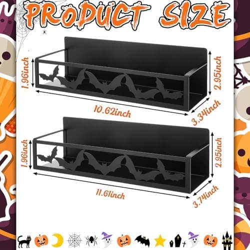 2 Pack Magnetic Spice Rack for Refrigerator Metal Magnet Basket Shelf Black Bat 4