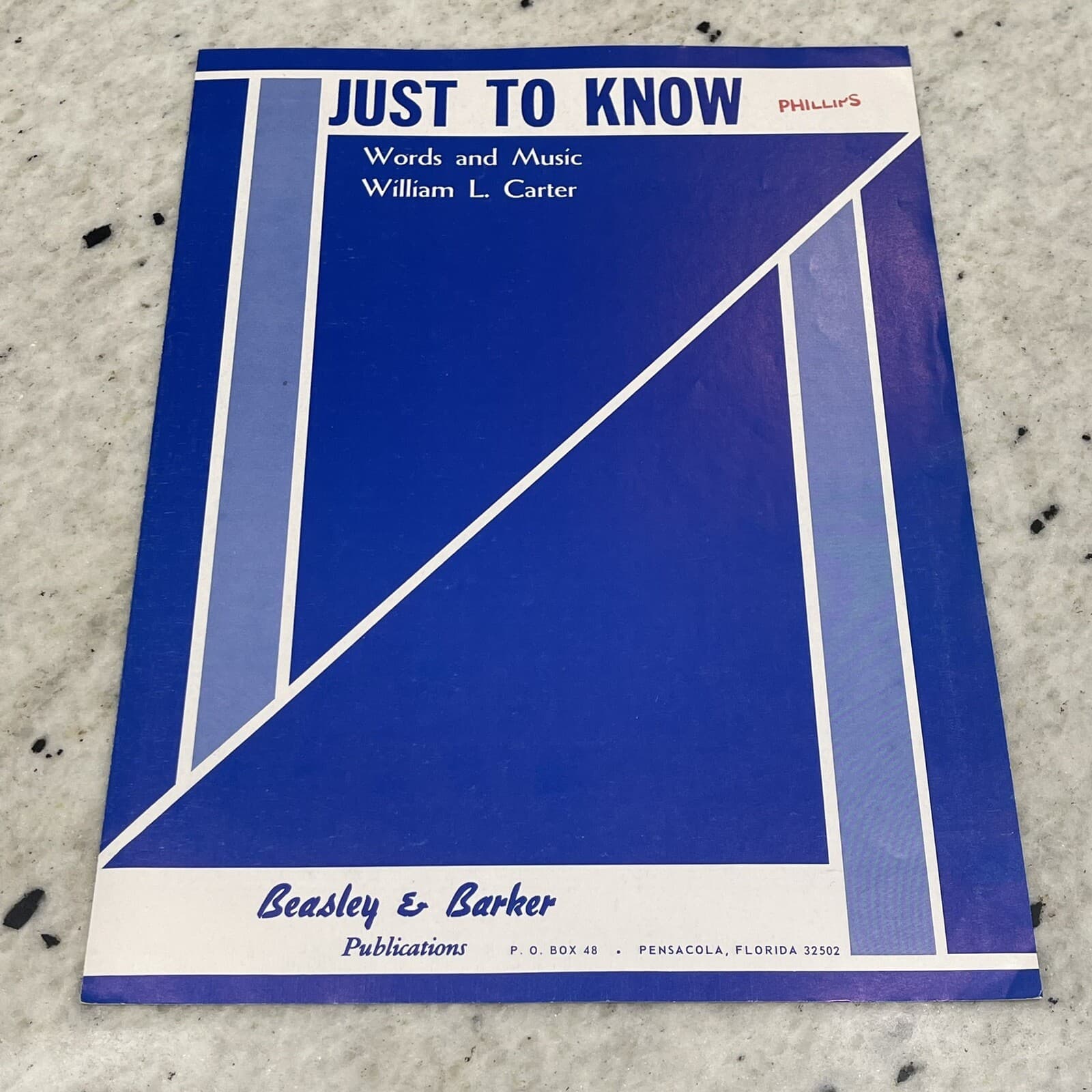 Just To Know Vintage Sheet Music William Carter 1968 Shaped Notes Beasley 1972