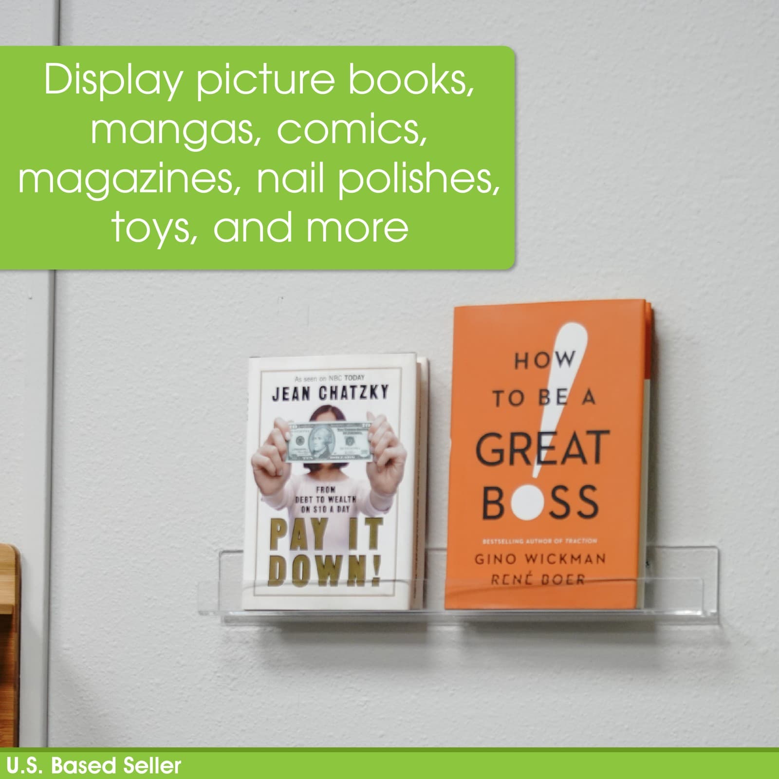 7Penn Floating Book Display Shelves - 6pk 15in Clear Acrylic Shelves for Wall 4