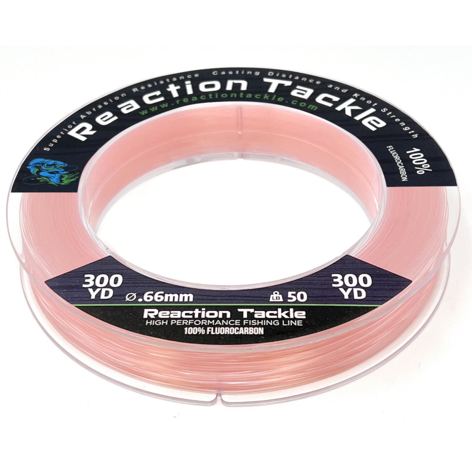 Reaction Tackle 100% Pure Fluorocarbon Fishing Line Clear or Pink 2