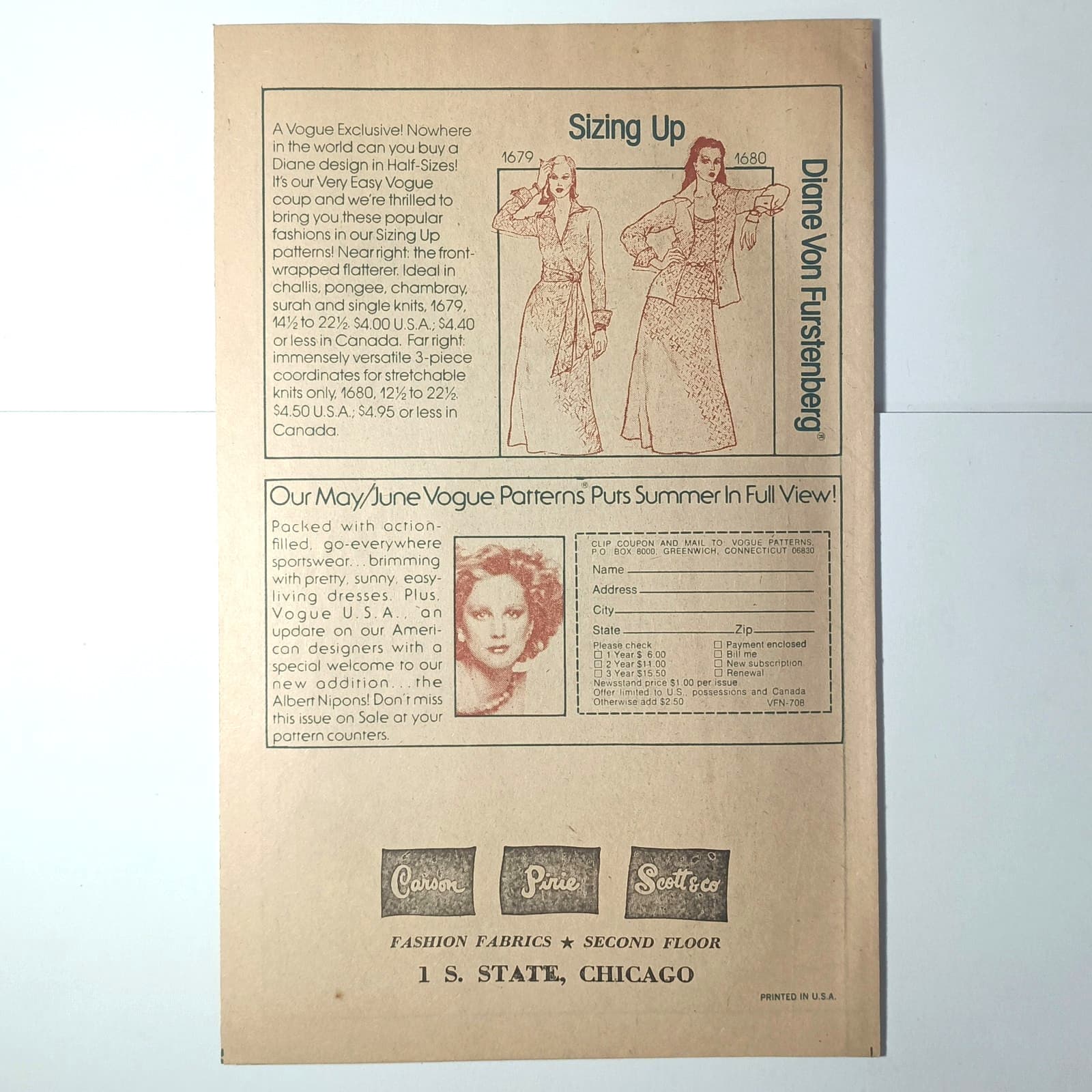 Very Easy Vogue Patterns August 1977 newsletter 1970s fashion Carson Pirie Scott 5