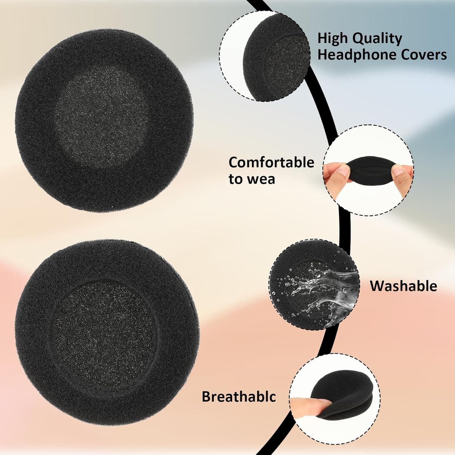 6 Pack 50mm Foam Ear Cushion Covers Headset Replacement Pads Phone Two Way Radio 5