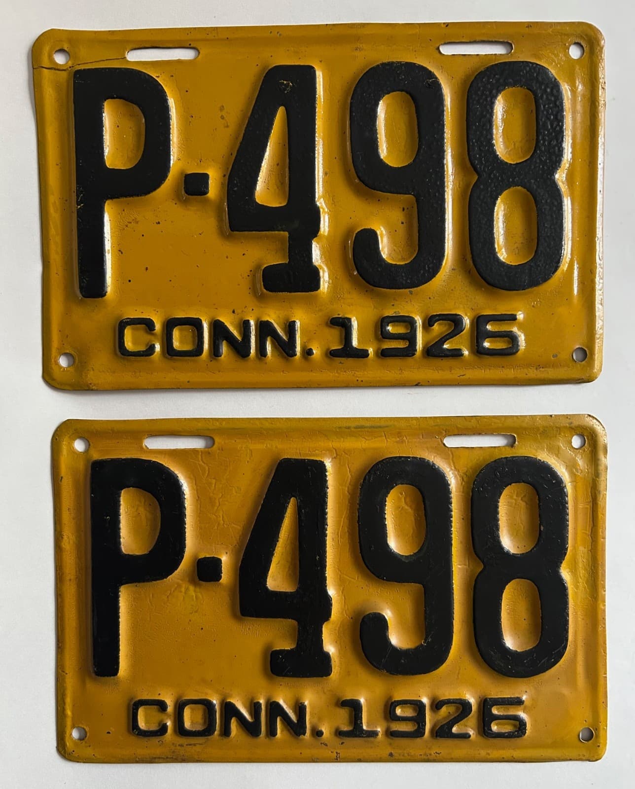 1926 Connecticut License Plate PAIR Ford Model T Dodge Chevrolet Olds Buick