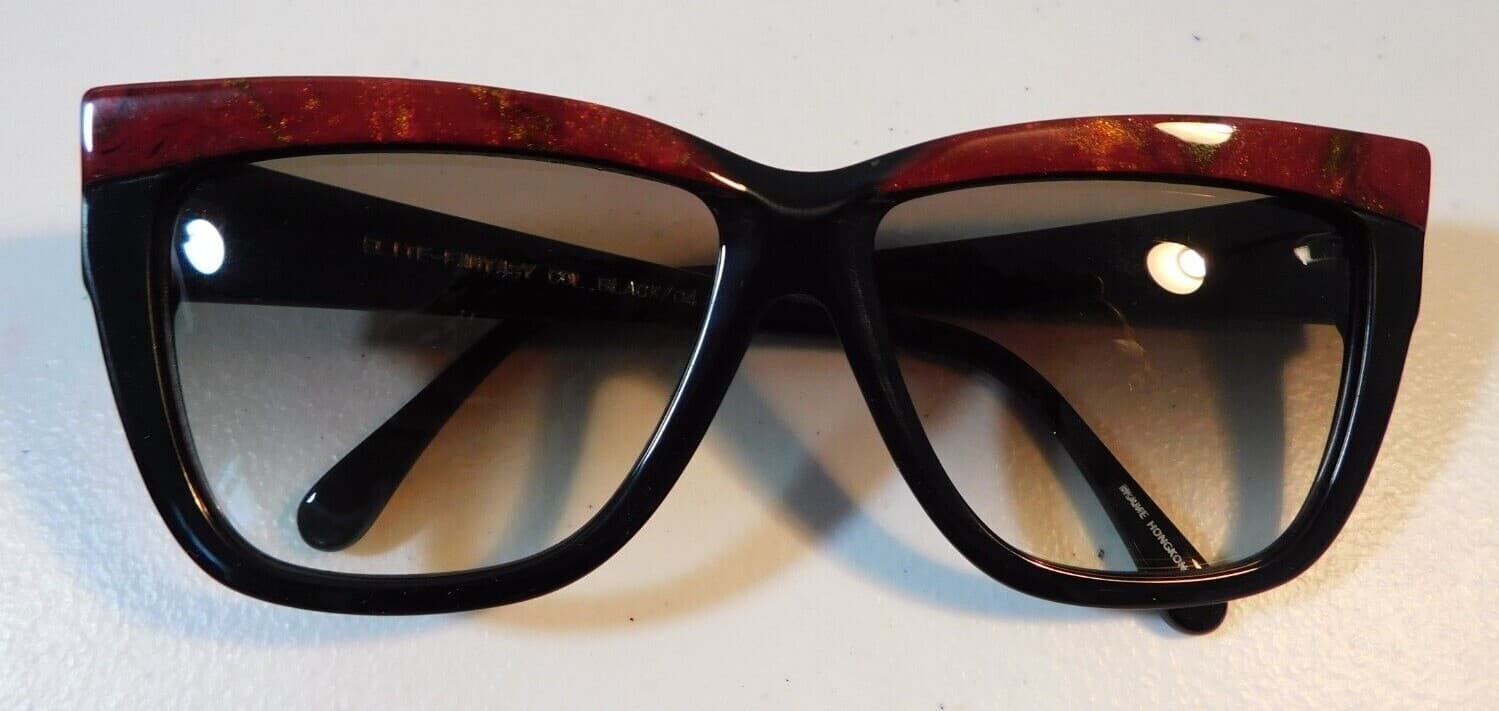 Vintage ELITE OPTICAL Fantasy Black/04 54/17 Sunglasses New Old Stock #F4