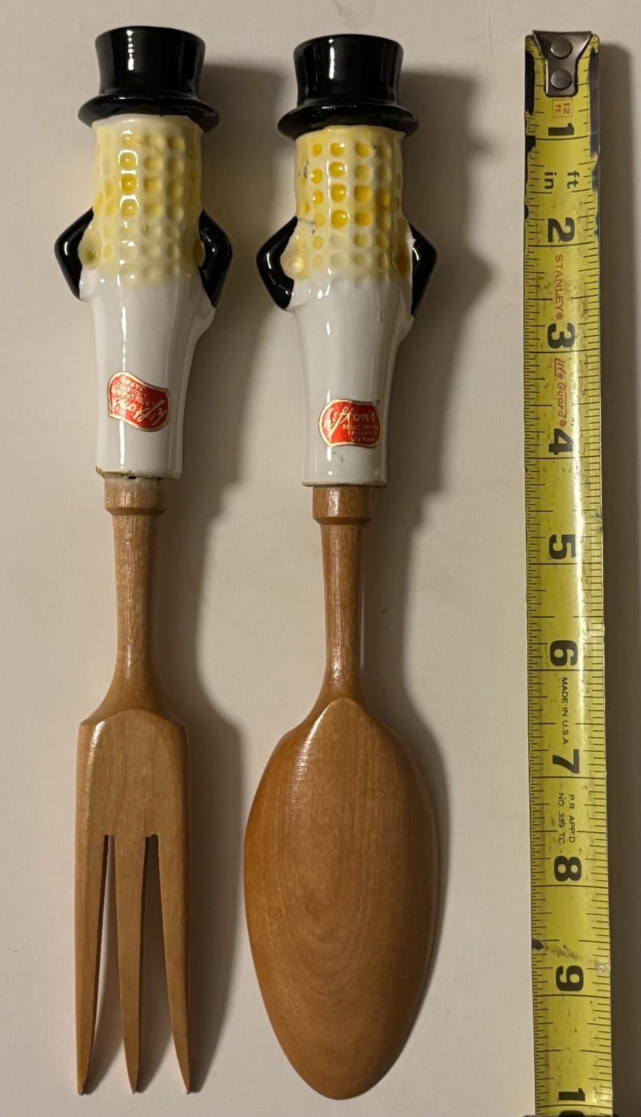 PLANTERS MR. PEANUT SALAD FORK AND SPOON MADE BY LEFTON JAPAN - MINT 3