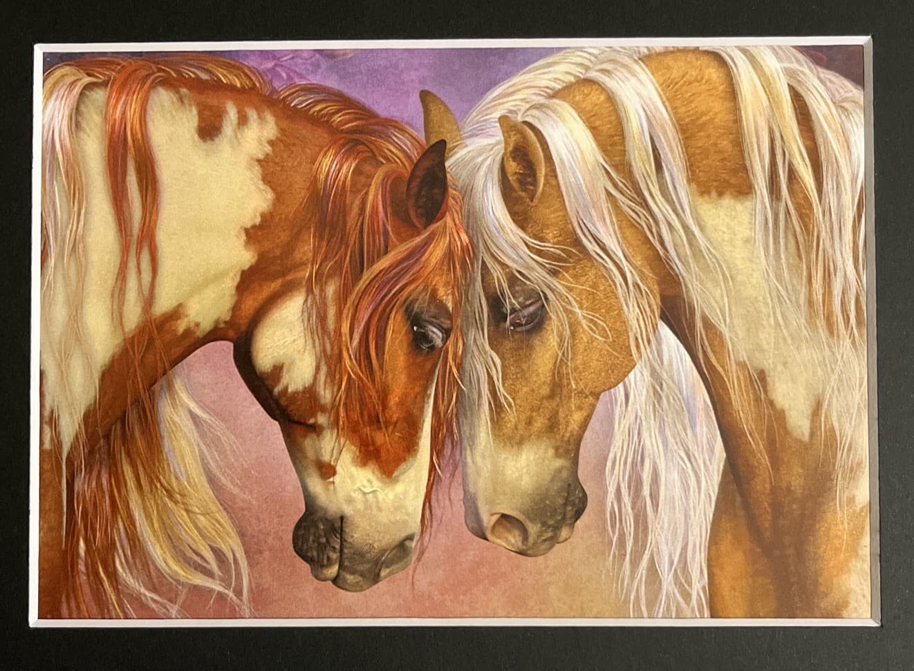 PALOMINO SORREL PINTO ARABIAN HORSE PRINT HORSES MATTED GREETING CARD SEE PHOTO
