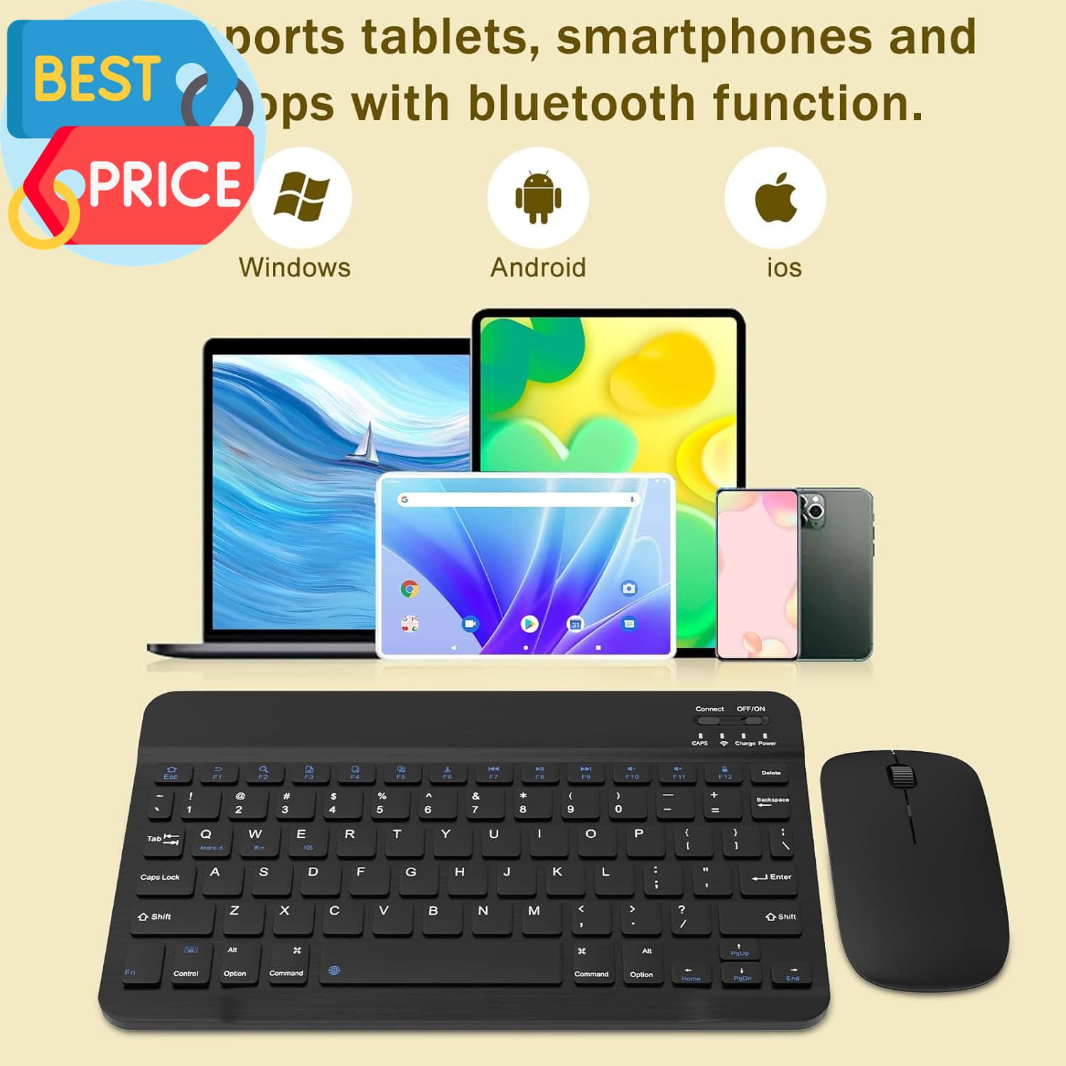 Rechargeable Bluetooth Keyboard and Mouse Combo Universal Ultra-Slim Wireless 2