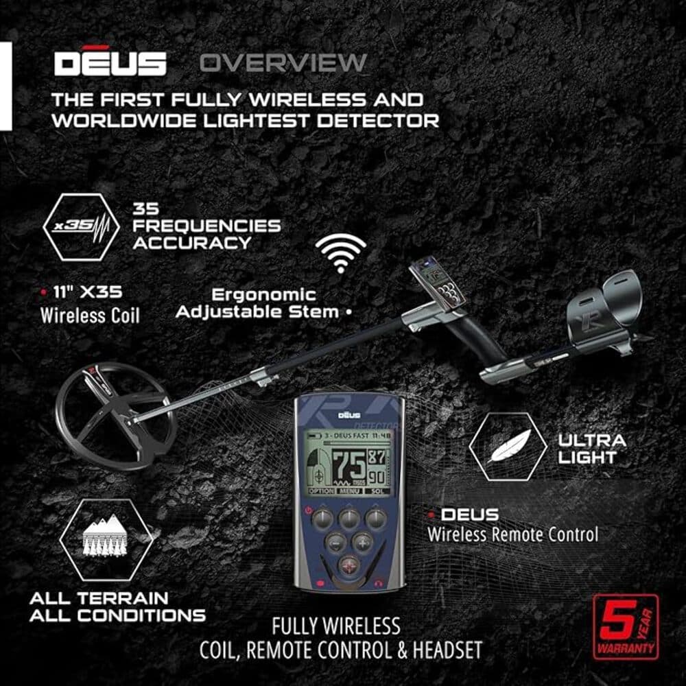 XP DEUS Wireless RC Metal Detector With 11" Searchcoil and WS4 Headphones 2