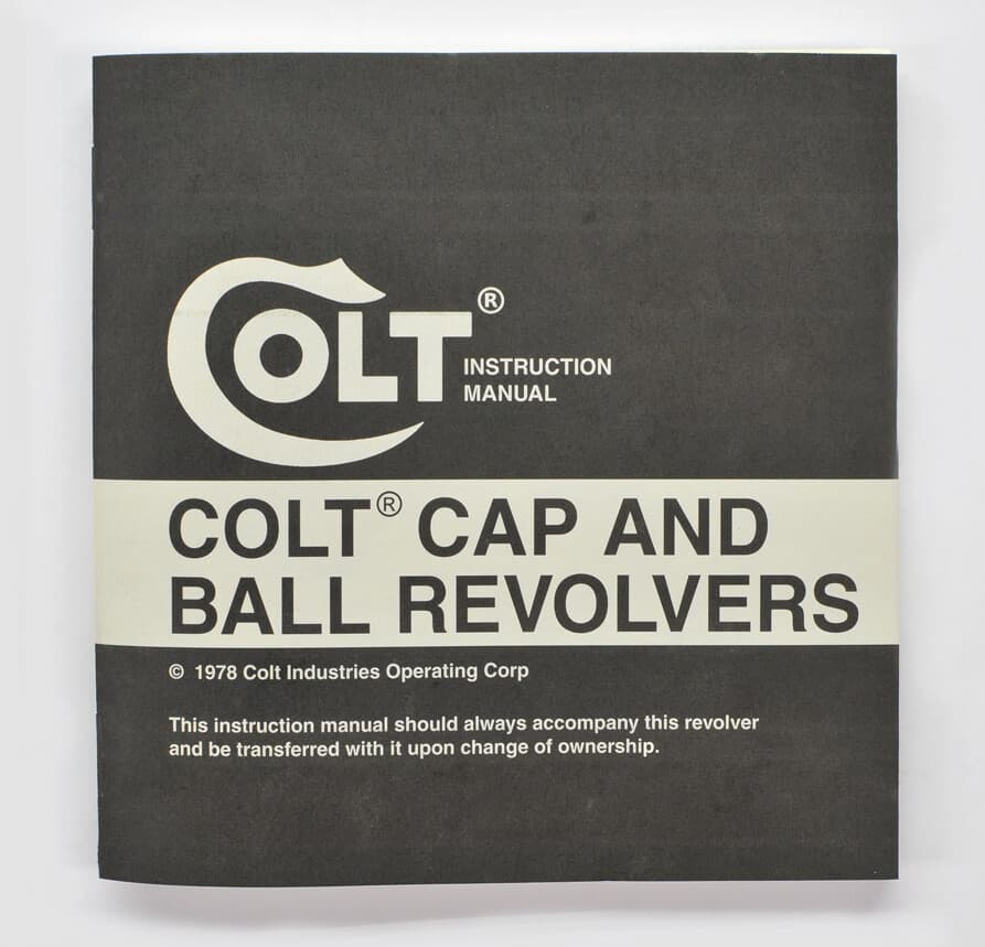Colt Cap And Ball Revolvers Manual, Repair Stations List And Colt Letter. 1978 2