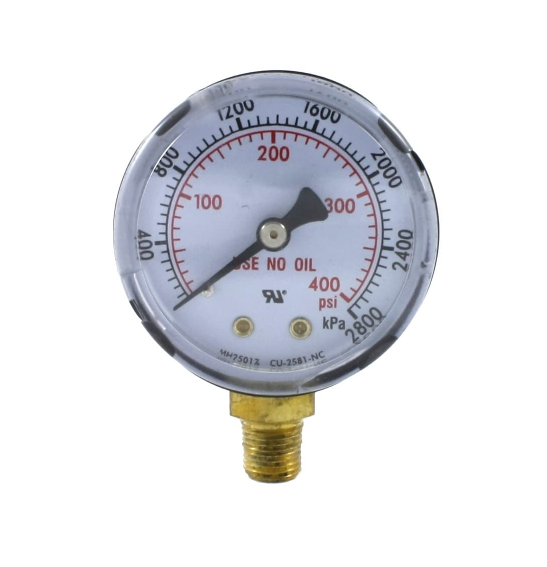 High Pressure Gauge for Propane Regulator 0-400 psi 2 inches - 1/8" NPT Thread
