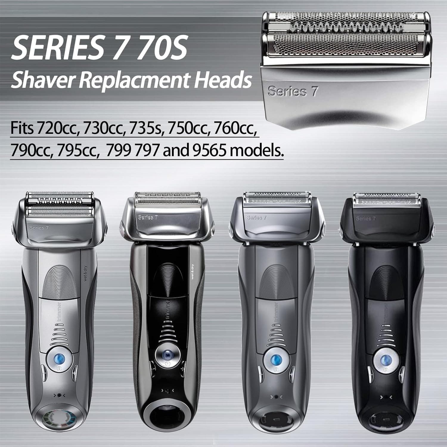 70S Replacement Foil & Cutter Shaver Razor Head For Braun Series 7 790cc Shaver 6