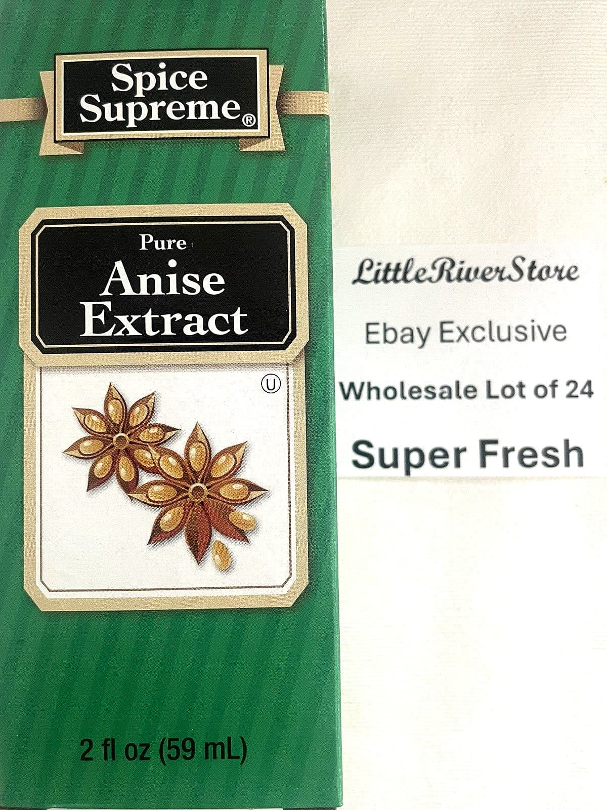 Lot of 24 Spice Supreme Pure Anise Flavor Extract 2 oz Super Fresh USA md   2027 6