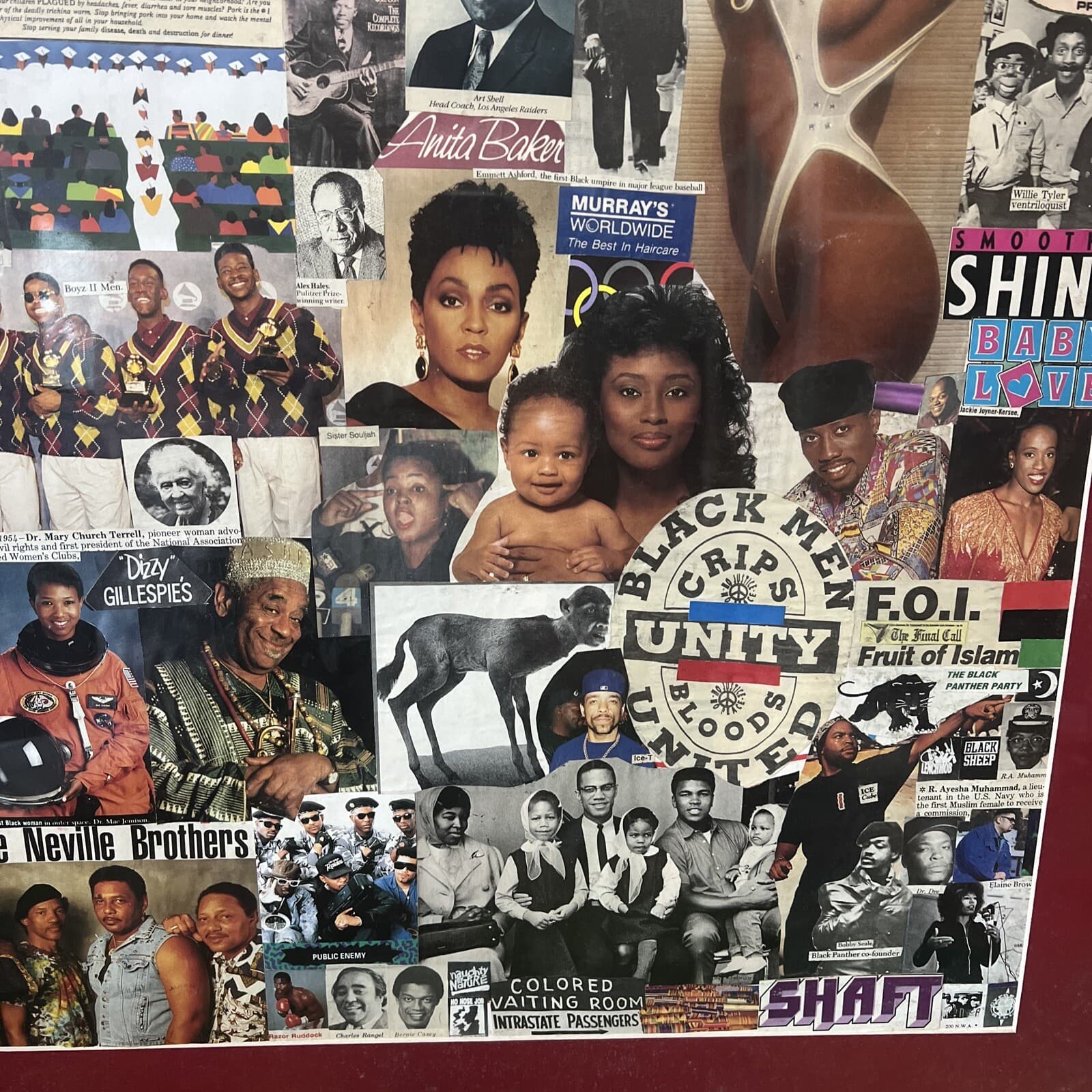 VINTAGE AFRICAN AMERICAN FINE ART COLLAGE 1990s 1980s History Black Power Ali 5