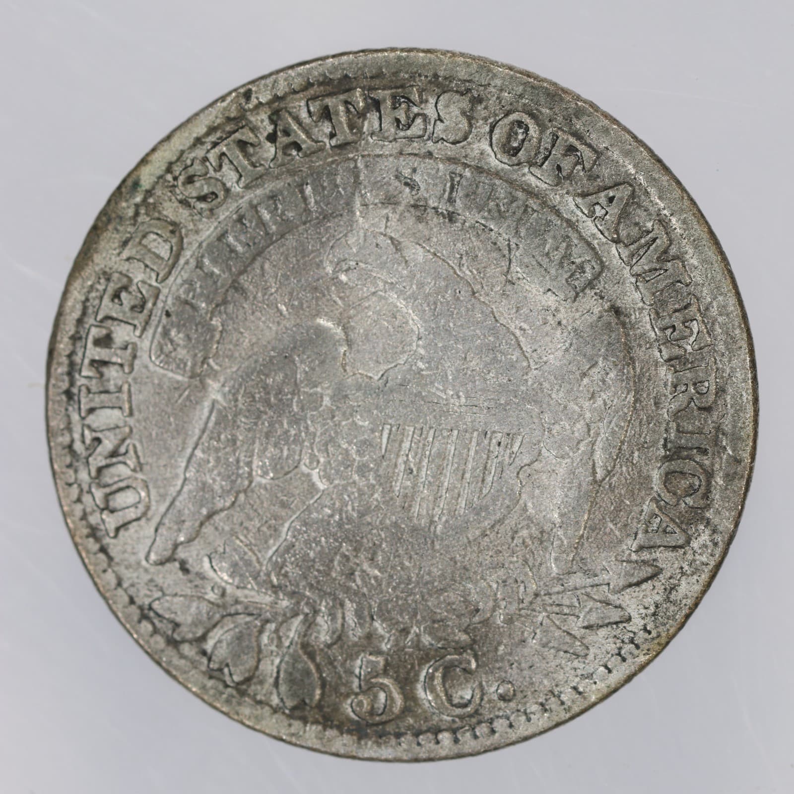 1831 Capped Bust Silver Half Dime 5c - Damage 2