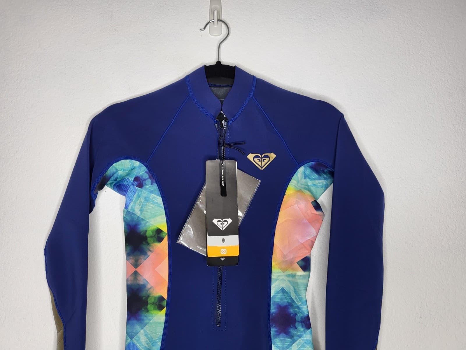 ROXY Pop Surf 2.0 One-piece Wetsuits Women's Size 4 Long Sleeve Blue Multi NWT 2