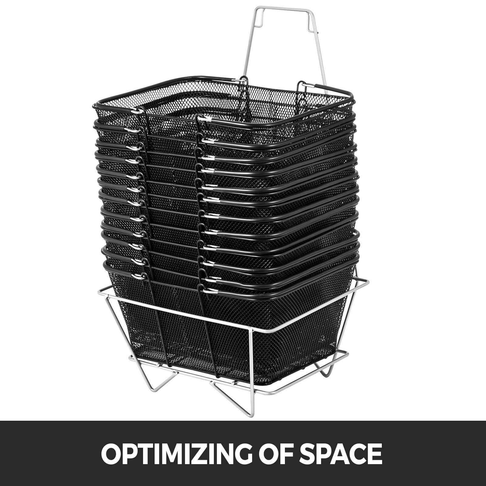 VEVOR Shopping Baskets with Handles,12PCS,Black Metal Shopping Basket,Portable W 5