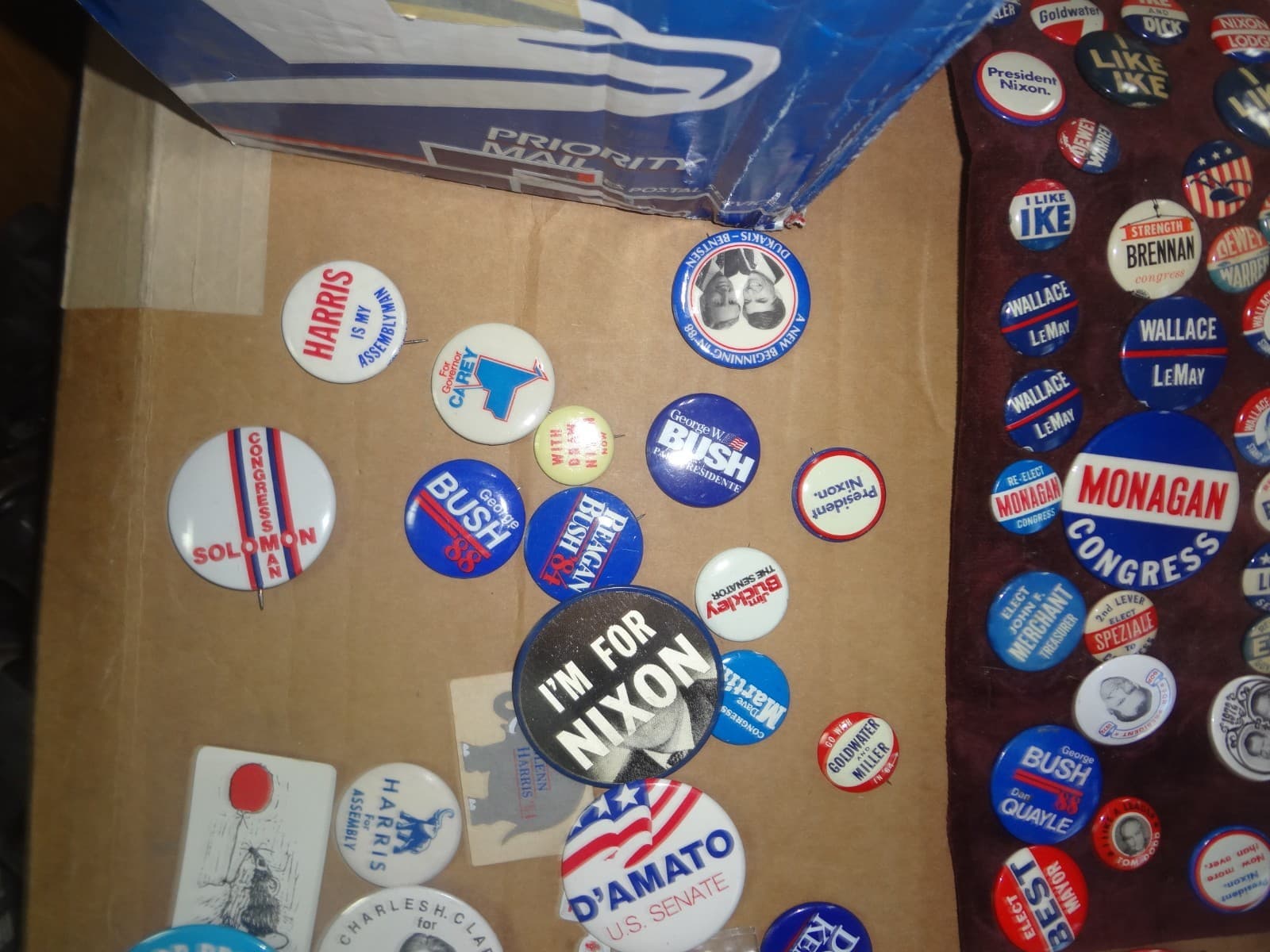Lot of over 75  Vintage Campaign Buttons between 1952 to 2008   s#shelfH3 5