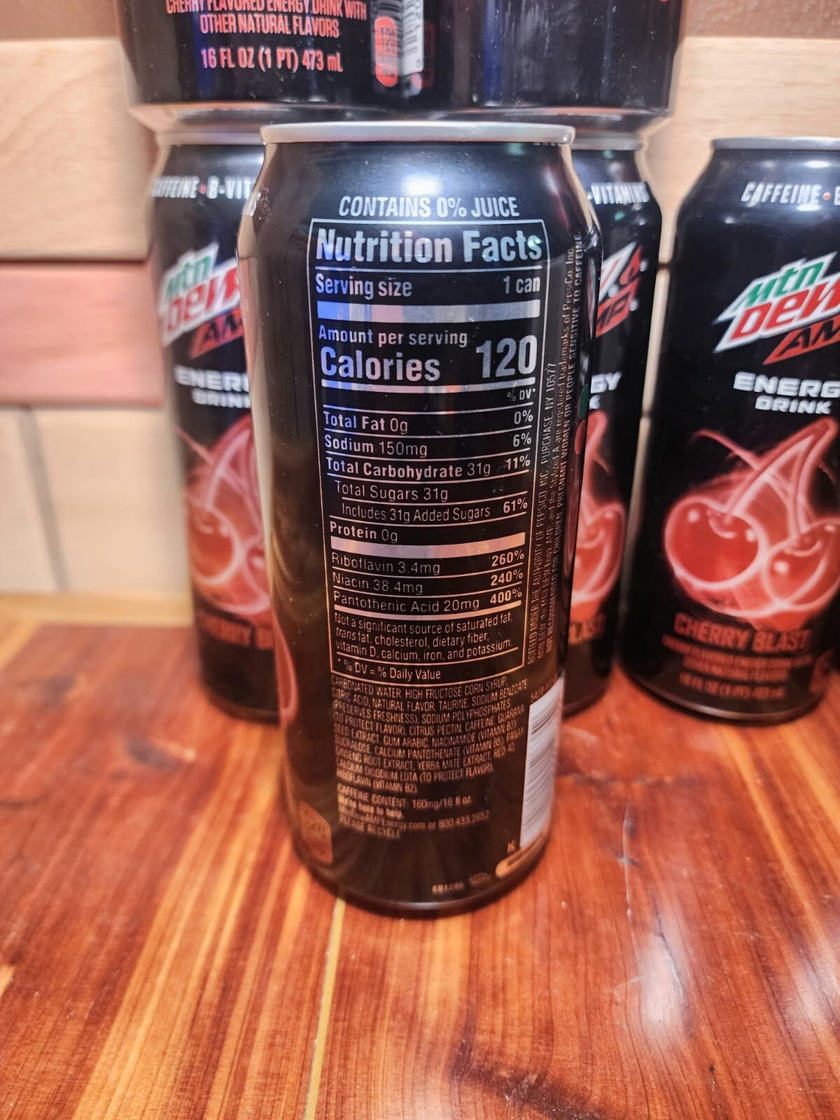 (8 Cans) Mountain Dew Amp Energy Cherry Blast 16 oz Unopened Can MTN 2