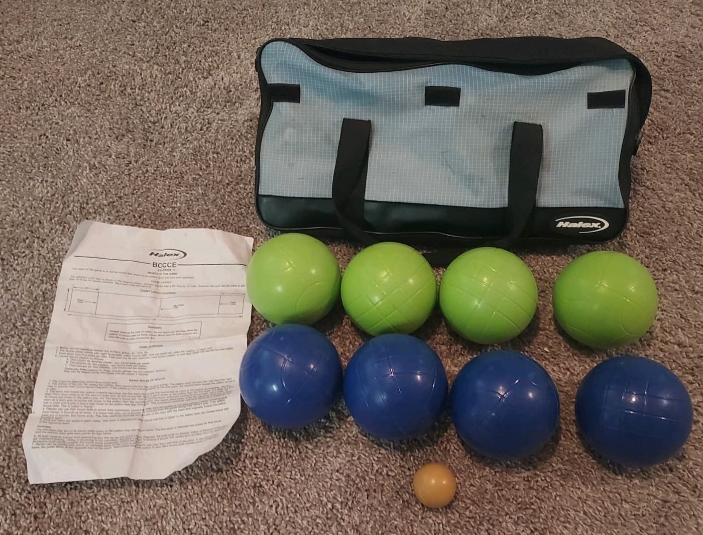 HALEX Bocce Ball Set Of 8 Large Balls & Pallina Target Ball With Carry Case