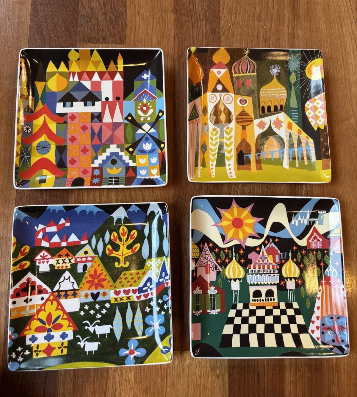 It's A Small World Disneyland Set Of Four Ceramic Plates By Mary Blair Rare HTF
