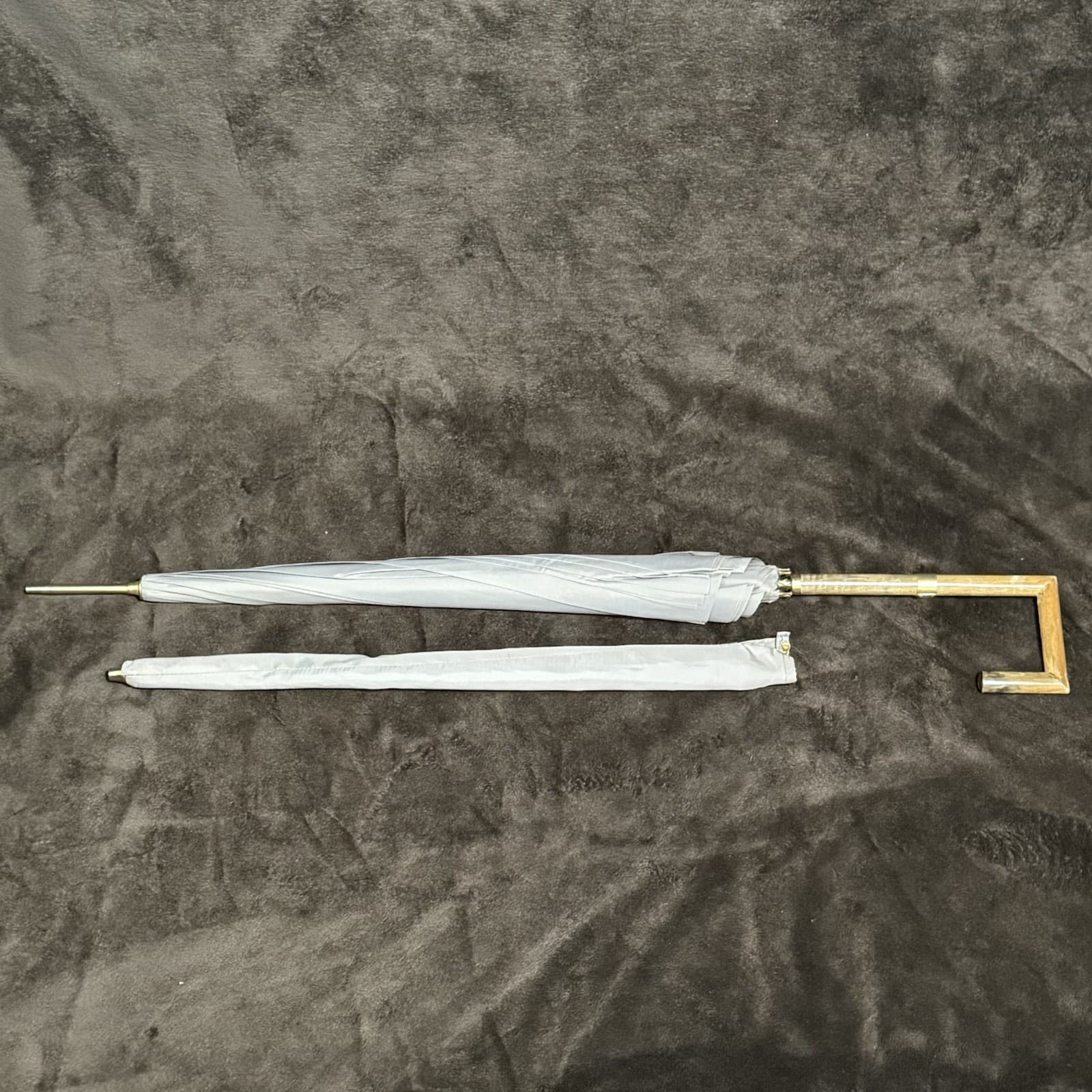 Polan Katz & Co. PK Grey Umbrella Parasol With Unique Square Handle