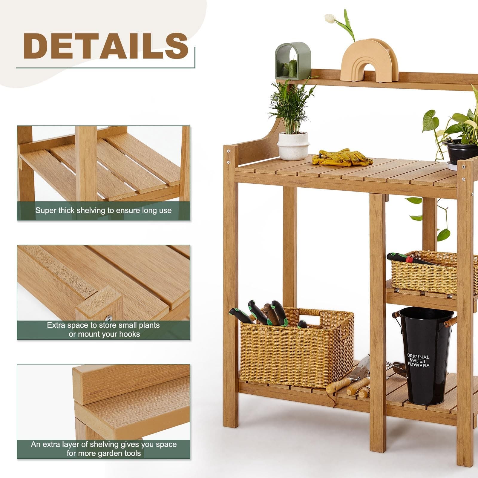 Potting Bench Table, Potting Bench, Potting Benches for Outside, All Weather 6
