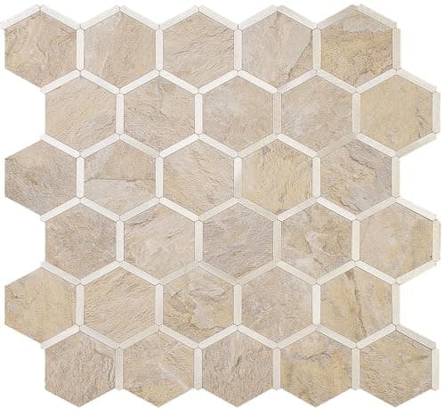  Hexagon Peel and Stick Backsplash Tile, 10 Sandstone & Light Gold Studded 2