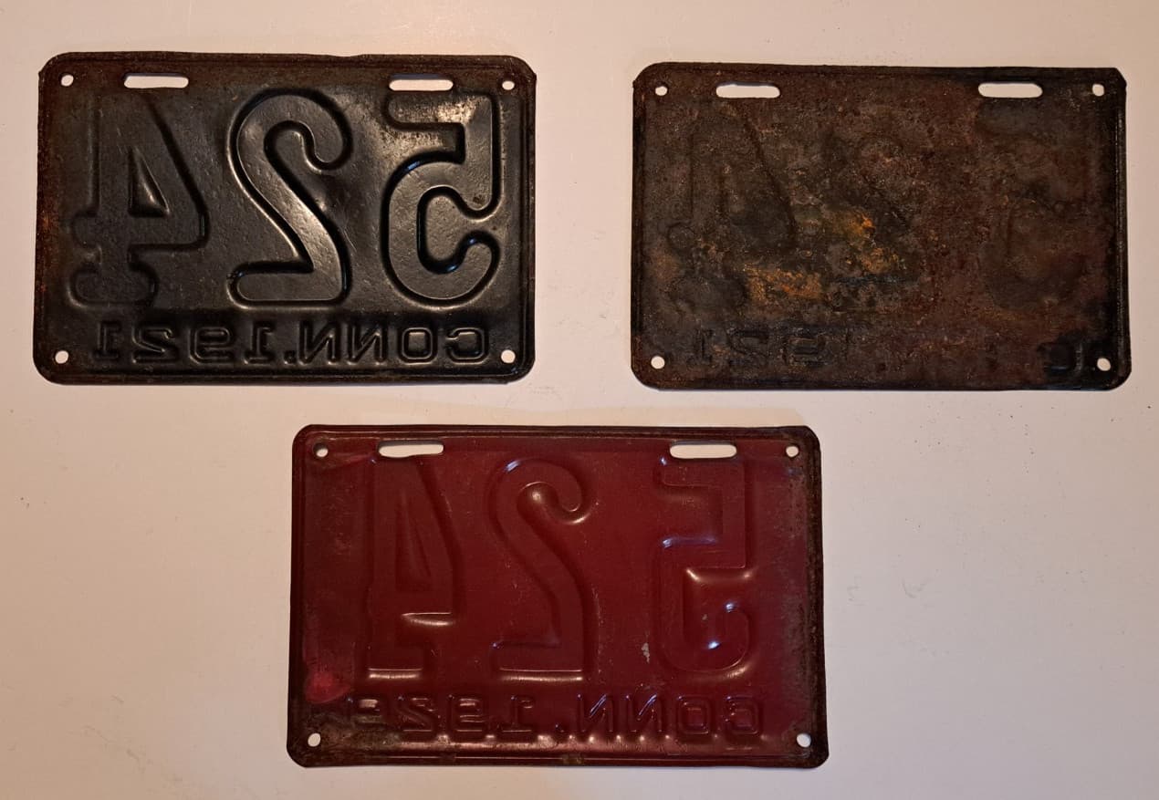 1921/1929 Connecticut License Plate One Pair and One Single 524 2